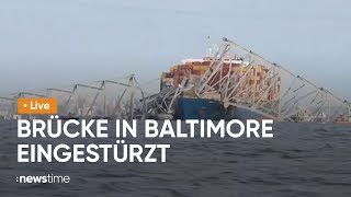 LIVE Brückeneinsturz in Baltimore  So ist die Lage am Unfallort [upl. by Naicul703]