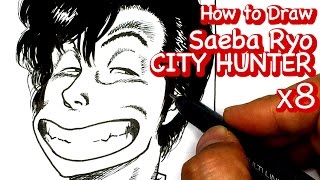 How to draw SAEBA RYO from CITY HUNTER  speed drawing x8  Character Drawing Yellow Pencil TV [upl. by Anawot954]