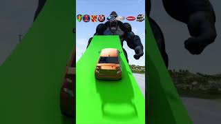 Giant King Kong vs Supercars Bugatti amp Koenigsegg Jump Challenge  BeamNGdrive [upl. by Pelag934]