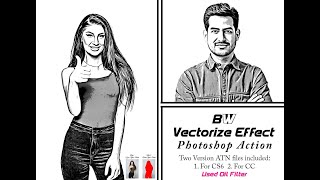 B W Vectorize Effect Photoshop Action [upl. by Ynehteb677]