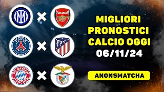 I migliori pronostici e consigli per le scommesse sul calcio di oggi Inter  Arsenal PSG Atletico [upl. by Riffle]