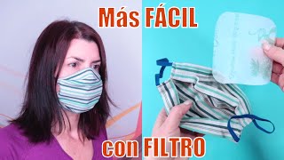 CÓMO HACER MASCARILLA 3D BARBIJO TAPABOCA de TELA FÁCIL con FILTRO [upl. by Yemerej423]