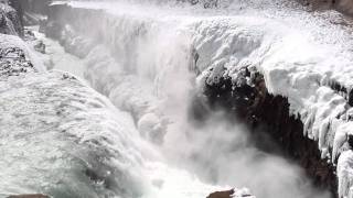 GullfossWasserfall Island Iceland Eis fluss Hvítá Haukadalur Golden Falls [upl. by Arama]