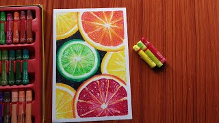 Citrus fruit drawing Realistic fruit drawing with oil pastel  step by step [upl. by Sedicla570]