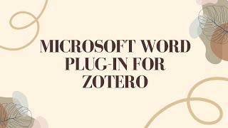 Microsoft Word PlugIn for Zotero [upl. by Aileen]