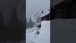 Removing Snow On a Roof Is Intense lawncare snow shorts [upl. by Yanrahc139]