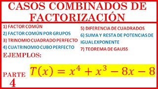 CASOS COMBINADOS DE FACTORIZACIÓN FACTOREOEJERCICIOS EXPLICADOS PASO A PASO POLINOMIOS PARTE 4 [upl. by Analah]