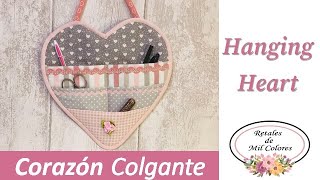 ❤️Corazón Patchwork colgante Aprende a coser cinta de bies muy fácil Moldes gratis 065 [upl. by Bigner]