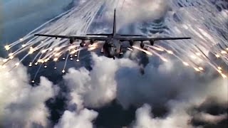 AC130 Gunship Fires AntiMissile Flares [upl. by Suollecram]