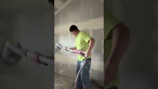 Drywall power sanding construction work workout day easy [upl. by Lledualc492]