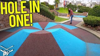 TRIPLE MINI GOLF HOLE IN ONE AND CRAZY SHOTS AT GOLFLAND MINI GOLF [upl. by Nerrawed178]