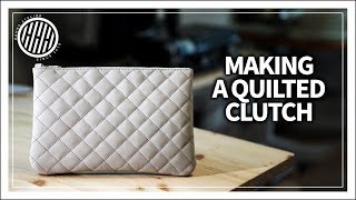 Leather Craft Making a quilted Leather clutch bag [upl. by Delia301]