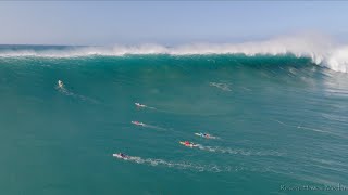 Surfing Massive Waves Waimea Bay Jan 22 2023 4K [upl. by Llimaj]