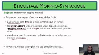 Traitement automatique des langues 44 Étiquetage morphosyntaxique  ensemble détiquettes [upl. by Eixam]