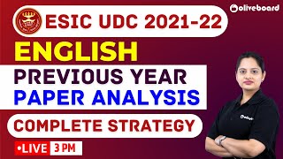 ESIC UDC Preparation 2021  English Previous Year Paper Analysis ESIC UDC English Complete Strategy [upl. by Ainollopa]