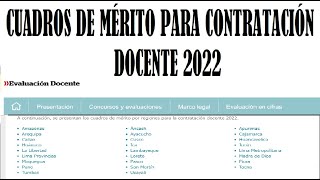 MINEDU PUBLICA DETERMINACIÓN DE CUADROS DE MÉRITO PARA LA CONTRATACIÓN DOCENTE 2022 [upl. by Tdnaltroc]