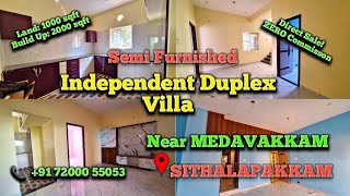 CHV52  House for sale in Chennai Medavakkam near 72000 55053 Semi Furnished chennaihousingvlog [upl. by Ecyor]