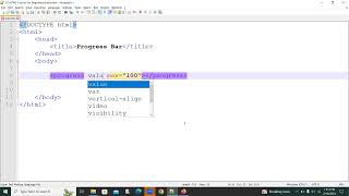 Progress Bar in HTML  Part  37 [upl. by Neroled]