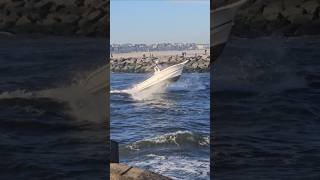 Boat  Center Console  Battles The Manasquan Inlet Wakes [upl. by Nairadal]