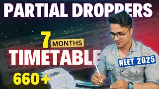 Timetable for Partial Droppers to Crack Neet 2025 in 7 Months  Partial Dropper How to Score 660 [upl. by Namajneb16]