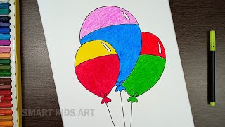 How To Draw Balloons  Balloon Drawing  Easy Drawing  Draw Smart [upl. by Obla]