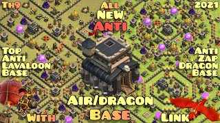 TOP NEW TOWN HALL 9 Th9 ANTI AIRDRAGON BASE With Link  Th9 ANTI LAVALOON BASE With Link  coc [upl. by Anilegnave]