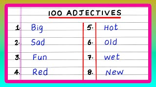 20 ADJECTIVES  30 ADJECTIVE WORDS  50 ADJECTIVE WORDS  100 ADJECTIVE WORDS  IN ENGLISH [upl. by Arette234]