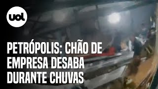 Petrópolis Chão de empresa desaba durante chuvas [upl. by Karlise]