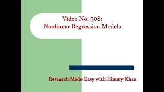 508 Nonlinear Regression Models [upl. by Carroll]