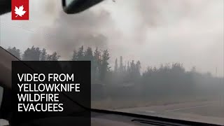 Video from Yellowknife evacuees shows heavy smoke over highway [upl. by Ahsineg]