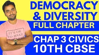 DEMOCRACY AND DIVERSITY FULL CHAPTER  CLASS 10 CBSE CIVICS [upl. by Giles128]