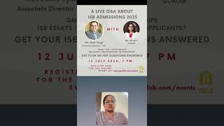 ISB Admission Process 202526  Live QnA with ISB admissions team [upl. by Ahsinauj]