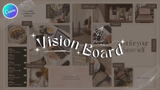 Minimal 2024 Vision Board in Canva Easy Steps  Sumincreates [upl. by Linad655]