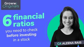 Stock Market for Beginners Must know Financial Ratios Before Investing in a Stock  CA Aleena Rais [upl. by Eelyam829]