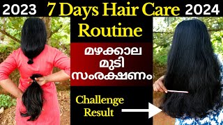 Monsoon Hair Care routine for faster hair growth❤7days haircare routine❤Hair growth challenge result [upl. by Anahcra480]