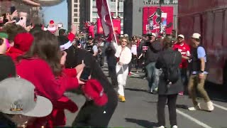 Chiefs quarterback Patrick Mahomes wife Brittany celebrate with Chiefs fans [upl. by Giselbert]