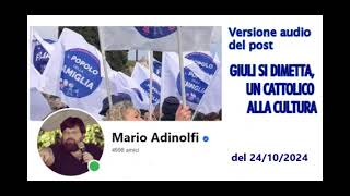 Da un post FB di Mario Adinolfi del 241024 [upl. by Lonni]