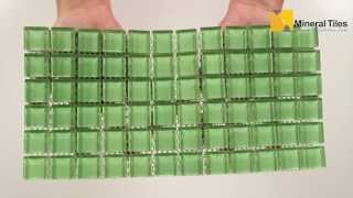 Glass Mosaic Tile Backsplash Light Green 1x1  101CHIGLABR124 [upl. by Nosrak754]