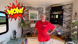 Solo Woman Converts PLAIN Cargo Trailer to BEAUTIFUL Tiny Home Camper  S8E27 [upl. by Aronson]