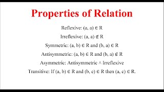 Discrete Mathematics Properties of Relation [upl. by Annatnom348]