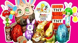 Kinder Surprise Maxi Egg Easter Bunny Eggsplosion Toy Madness PlayDoh TNT Unboxing [upl. by Amary]