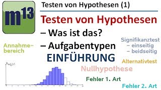 Testen von Hypothesen 1  Einführung Aufgabentypen und wichtige Begriffe [upl. by Conrad]