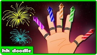 Firecrackers Finger Family Song Learn Colors for Children  HooplaKidz Doodle [upl. by Amabil]