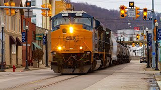 Brand New EMD ST70AH leads CSX Q317 down the street [upl. by Assina]