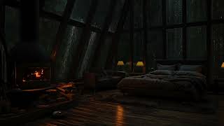 Deep Sleep amp Relaxation with Soft Rain Sounds 🌧️ Cozy Attic Night w Fireplace for Peaceful Sleep 🔥 [upl. by Hourihan121]