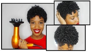 How to Use a Diffuser on Short Natural Hair  Updated Wash  Go Routine Post Big Chop [upl. by Yahsel274]