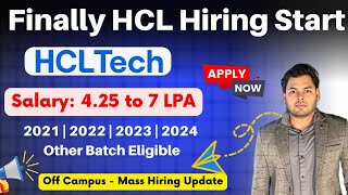 Finally HCLTech Mass Hiring Announce  Graduate Engineer  Off Campus drive 2024 2023 2022 2021 [upl. by Schifra]