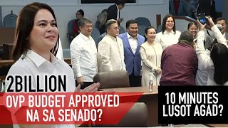 BUDGET NG OVP APROBADO SA SENADO SA LOOB NG SAMPUNG MINUTO FULL VIDEO duterte ovpbudget sara [upl. by Kinna40]