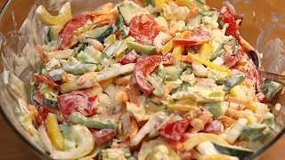 Dieser bunte Chinakohlsalat mit Senf Schmand Dressing ist super auch zum Grillen Rezept mit Paprika [upl. by Cates]