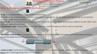 1 Part 1 Definition of Mechanics of Deformable Bodies [upl. by Lucky234]